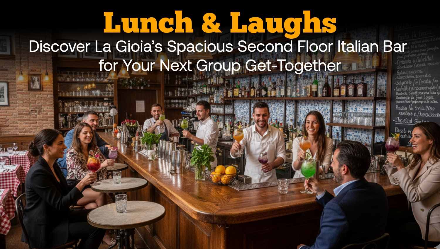 Lunch & Laughs: Discover La Gioia’s Spacious First-Floor Italian Bar for Your Next Group Get-Together